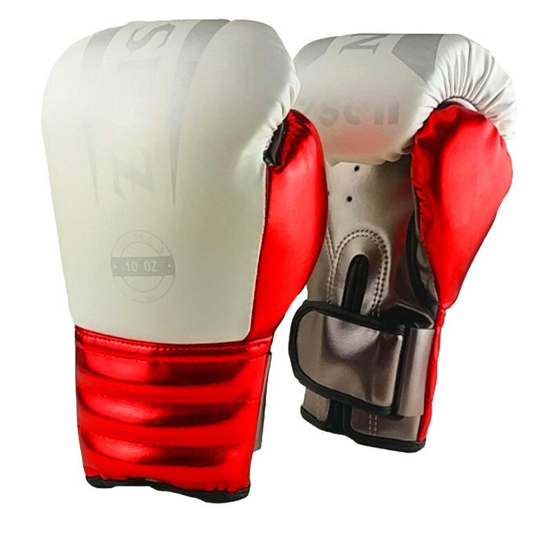 10 oz mma kick luvas de boxe couro do plutônio karate muay thai guantes para kickboxing sparring equipamentos de treinamento de perfuração: WHITE