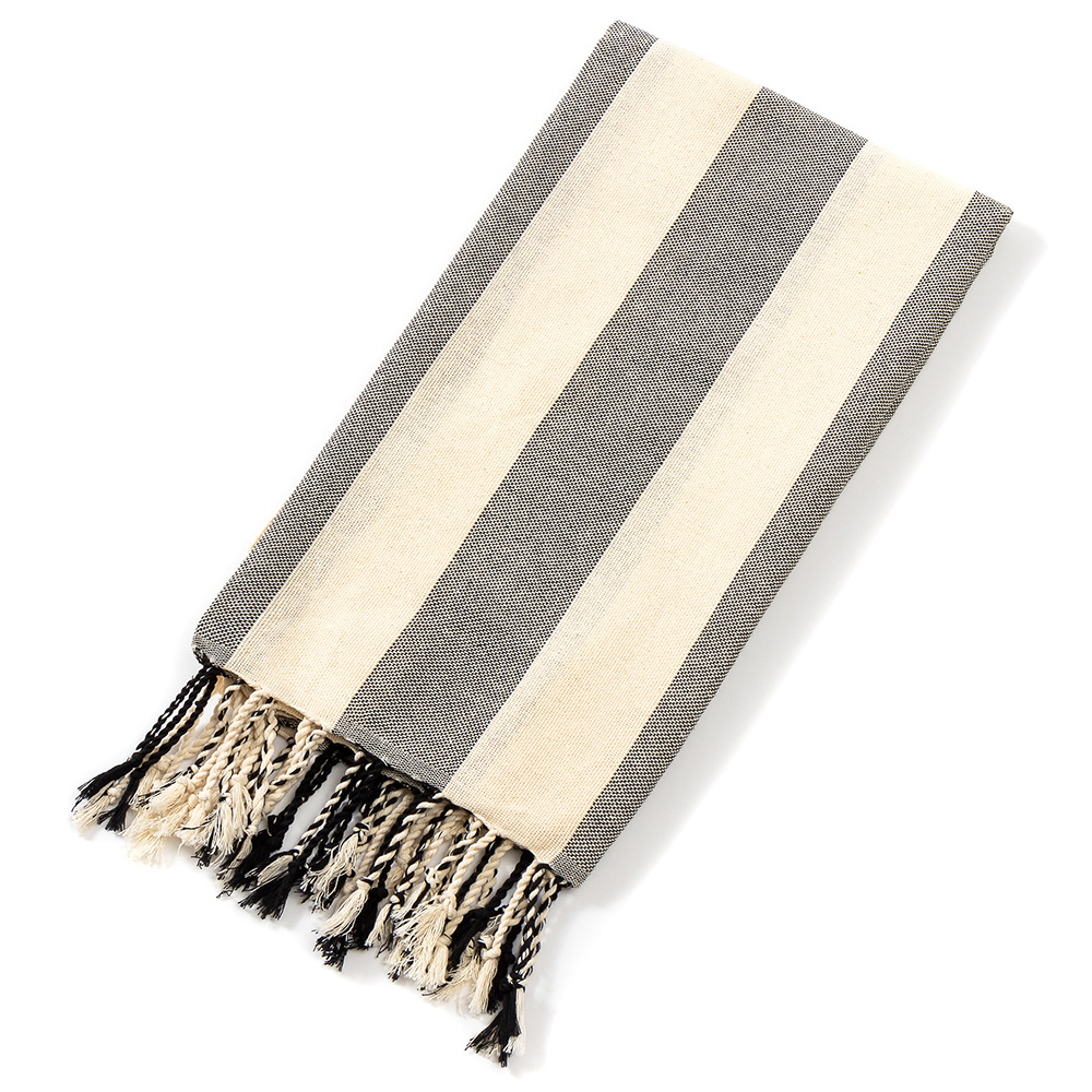 American Tassel Natural Beach Towels, Edged Striped Turkish Bath Towels, 21 Quick-drying Towels: Prateado