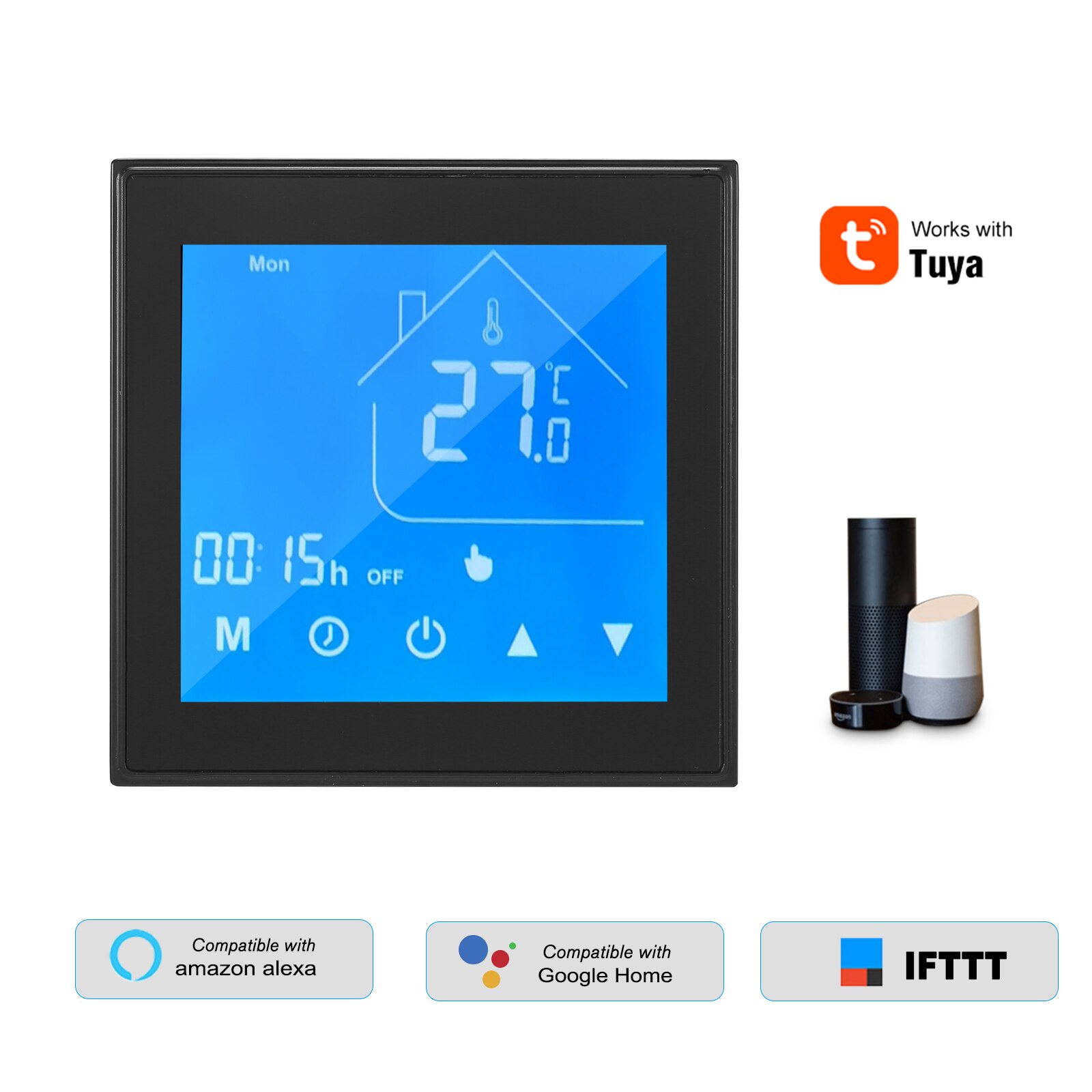 Wifi Slimme Thermostaat Temperatuurregelaar Lcd Display Week Programmeerbare Voor Elektrische Vloerverwarming Tuya App Controle