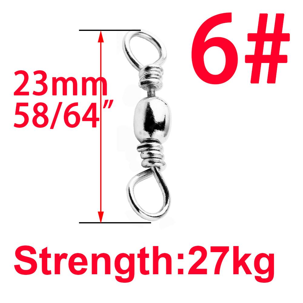 Barril giratorio de rodamiento de bolas de pesca de acero inoxidable, anzuelos de Pesca de Mar, Conector de línea de señuelo, productos para pesca, 50 piezas/1 caja