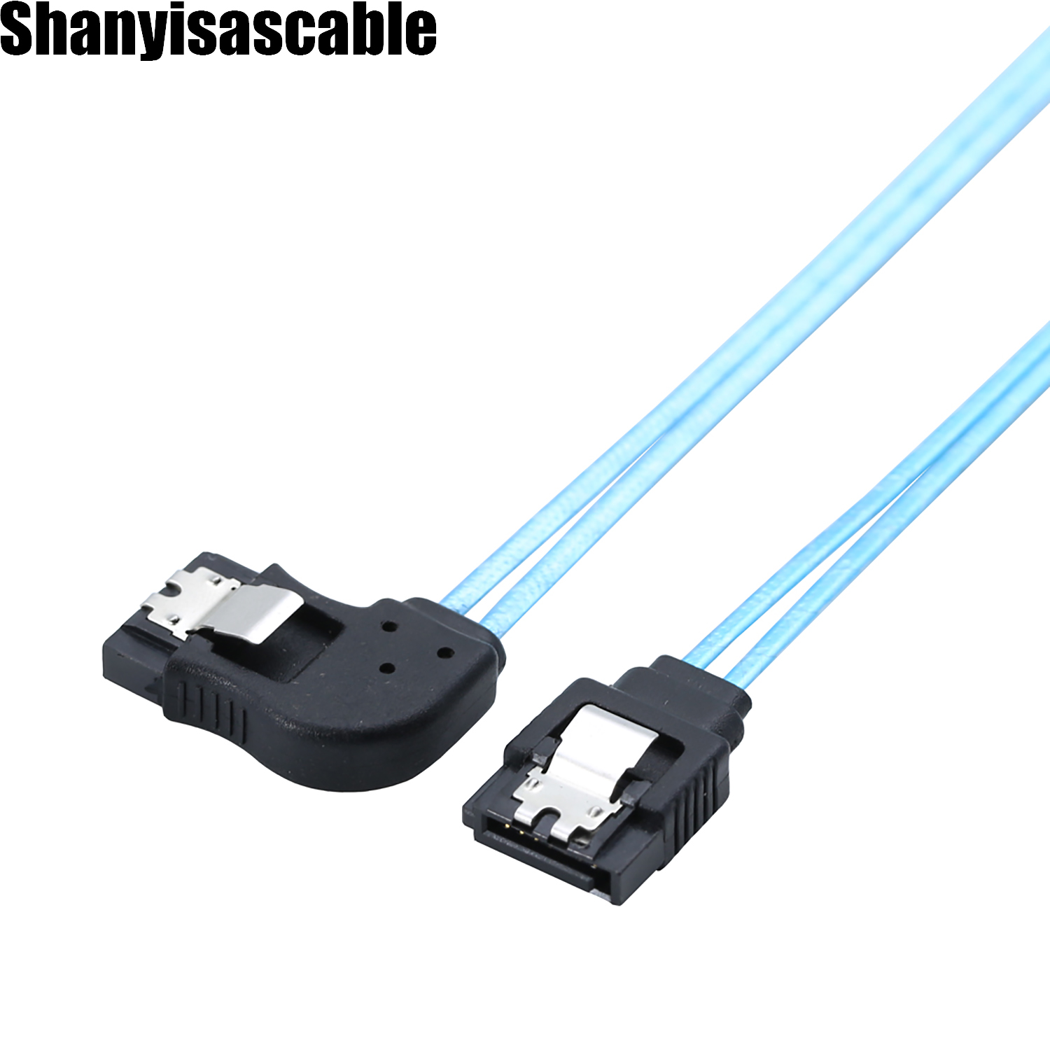 0.3M kabel danych SATA, prawy stopień seryjny ATA III 12 Gbps 7Szpilka żeńnarty robić żeńskiego płaski przewód danych z zatrzaskiem blokującym dla dysk twardy SATA