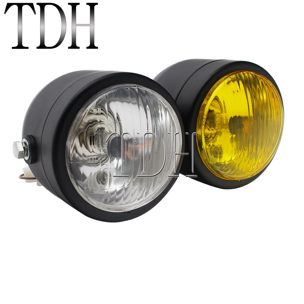 Motorcycle Retro Headlight Mesh Grill Twin Dual Cafe Racer Front Head Light Lamp Bracket Mask Kits For Harley Dirt Bikes