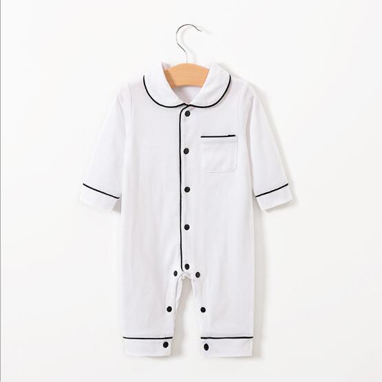 Nyfødt babytøj bomuld spædbørn buksedragt baby drenge pige bomuld loungwear børn børn hjemmetøj pyjamas aftenkjole: Hvid / 18m