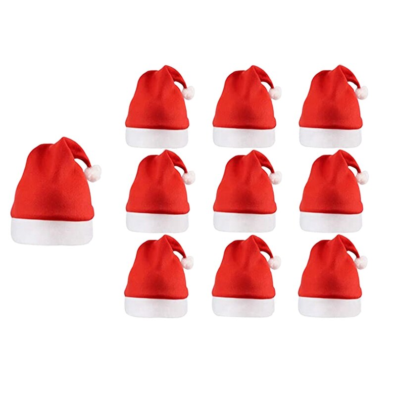 20 Pack Bulk Christmas Santa Hats For Adults, Classic Red Xmas Hats For Party Costume