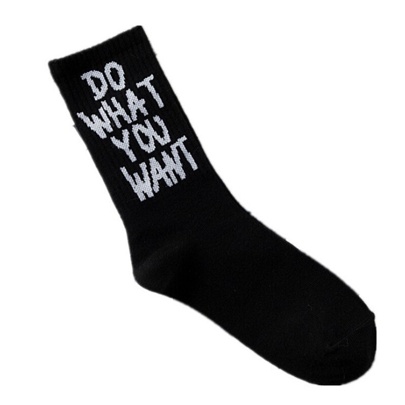 Grappige Brief Korea Halajuku Hip-Hop Straat Skate Sokken Kousen Mannen Zwart Wit Casual Katoen Korte Sokken Winter: Black