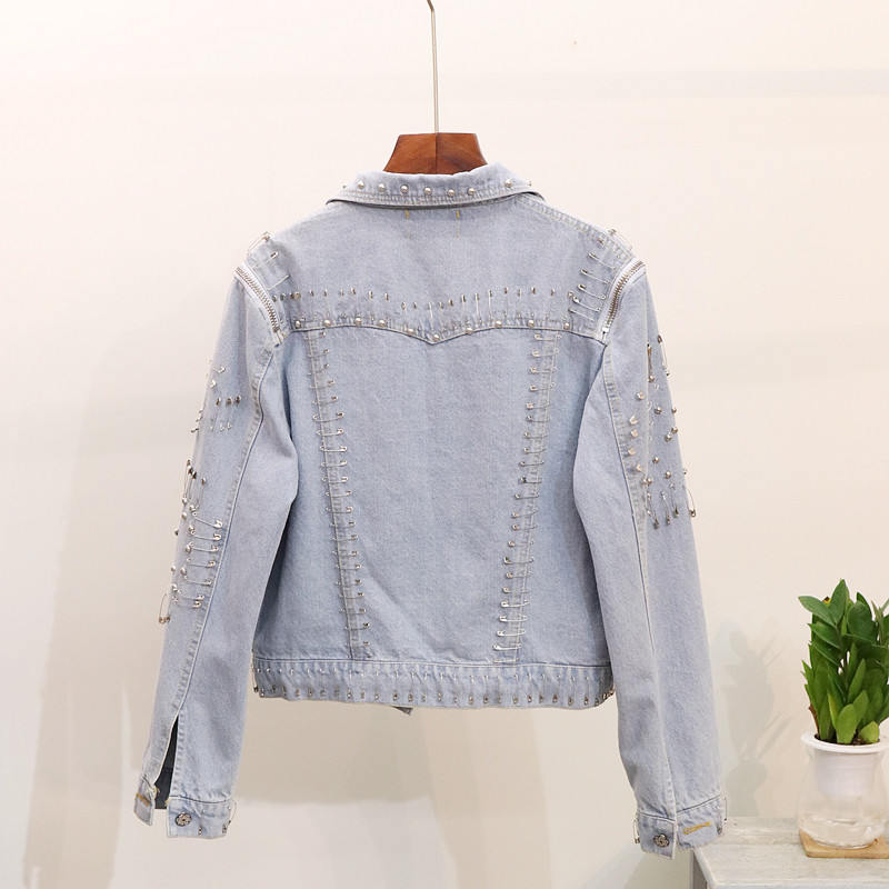 Neploe Autumn Jean Jacket Rivet Pin Short Denim Coats Female Korean Casacos Feminino Jean Jacket Outerwear 37257