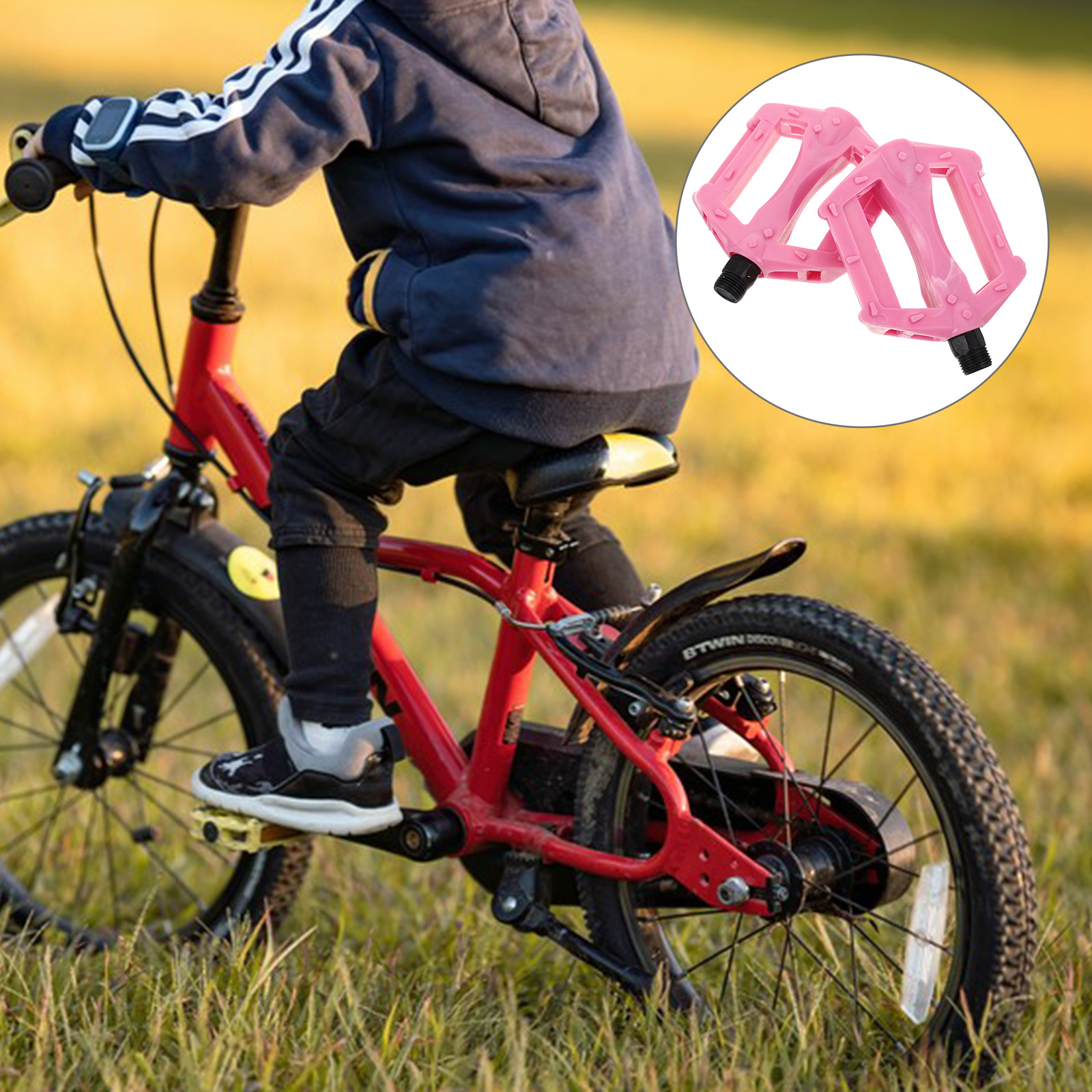 Børnecykelpedaler holdbar plast jern stabil støtte skridsikker kompatibel børn småbørn voksen foldbar pink tilbehør