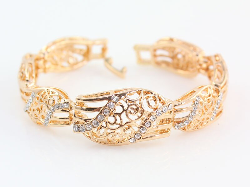 Edlen Schmuck Sets Für Frauen Gold Farbe Aussage Halskette Ohrringe Armband Ringe Set Afrikanische Perlen Party Hochzeit Zubehör