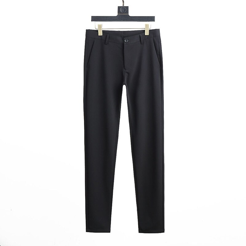 Mænd luksus jakkesæt bukser social business kjole bukser herre slim fit formelle klassiske bukser forår efterår mænd bryllup bukser: Sort / 35