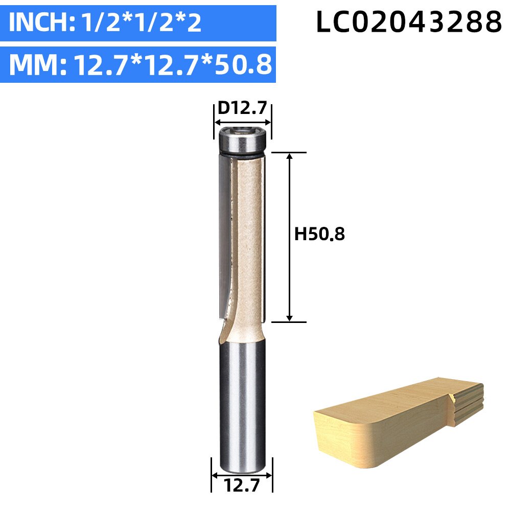 LIDIAO 1pc 1/2 ''1/4'' Schacht Langdurig trimmen beetje met lager Houtbewerking router bit 2 fluit straight bit frees