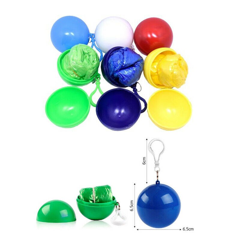 Impermeable portátil mujeres hombres al aire libre impermeable desechable Camping con capucha Ponchos plástico llavero bola lluvia cubierta Unisex