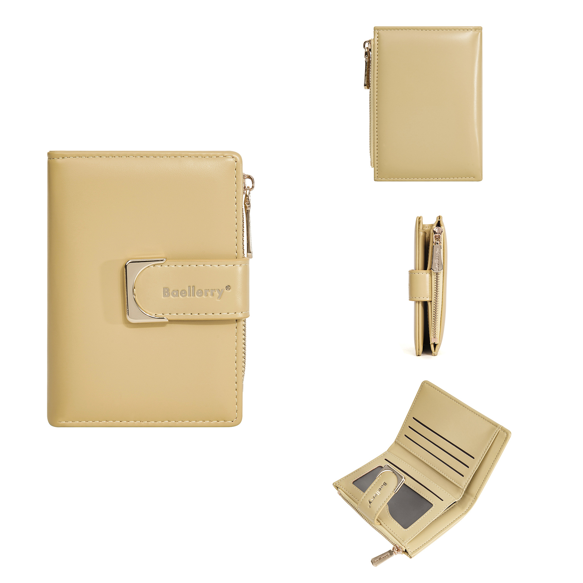 Damen-Geldbörse aus Leder, Damen-Geldbörsen, Kartenhalter, faltbar, tragbar, Damen-Geldbörsen: YELLOW