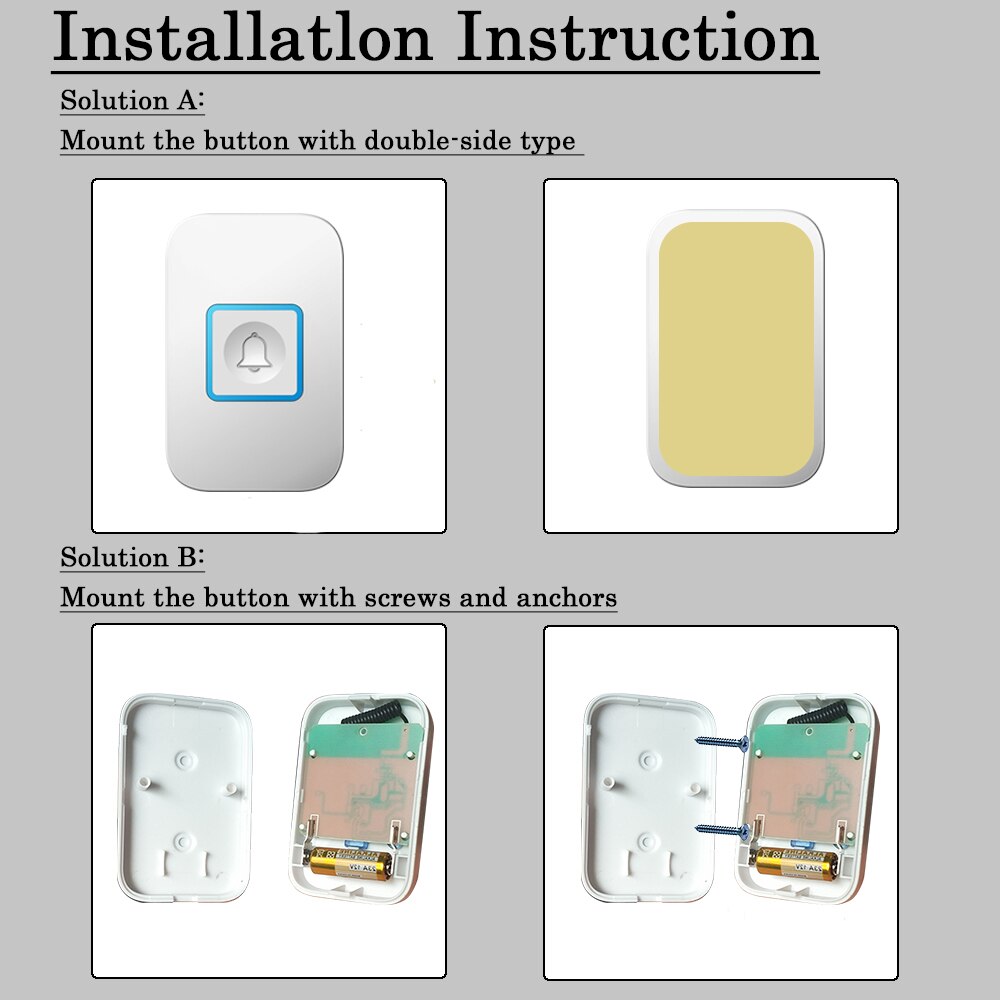 Intelligent Wireless Waterproof Doorbell 2 Button 2 Receiver US EU UK Plug 300M Remote Smart Home Door Bell Battery 60 Chimes
