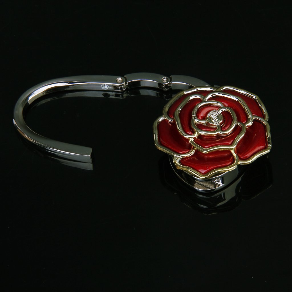 5x folde håndtasker/pung/taske bøjle bord krog hænge holder rose blomst form