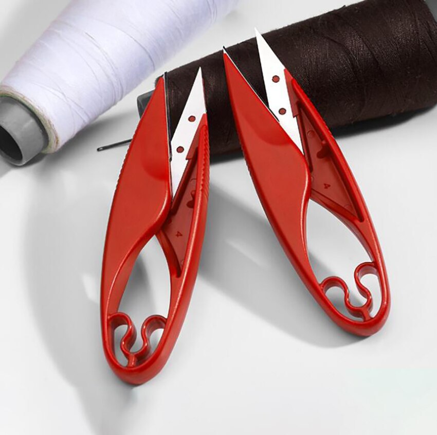 Sewing Scissors, Thread Cutters Small U Sewing Trimming Scissors Sewing Snips for Clipping Embroidery Arts Crafts DIY, Red