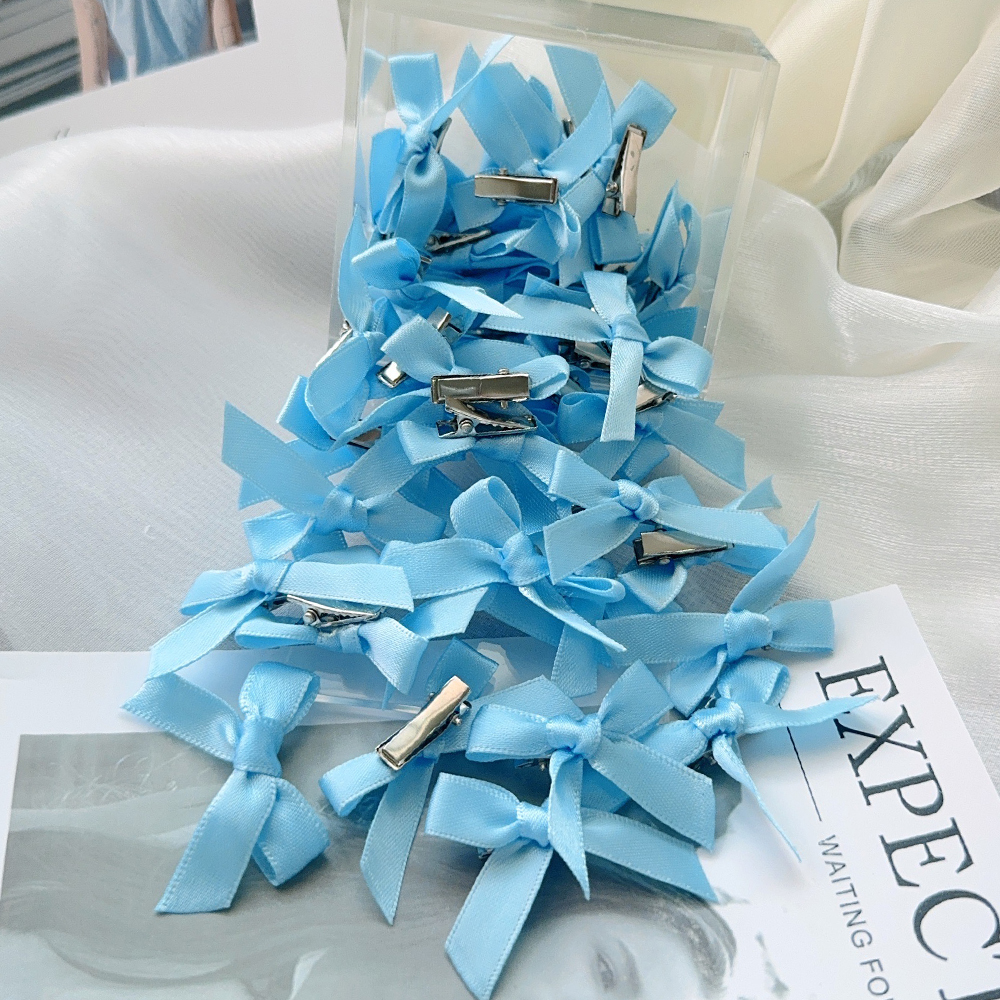 4/6/8/10 Uds. Mini lazo de Color sólido dulce para niños con pinza para el pelo, cinta estilo Ballet para niñas, accesorios para el cabello trenzados al por mayor