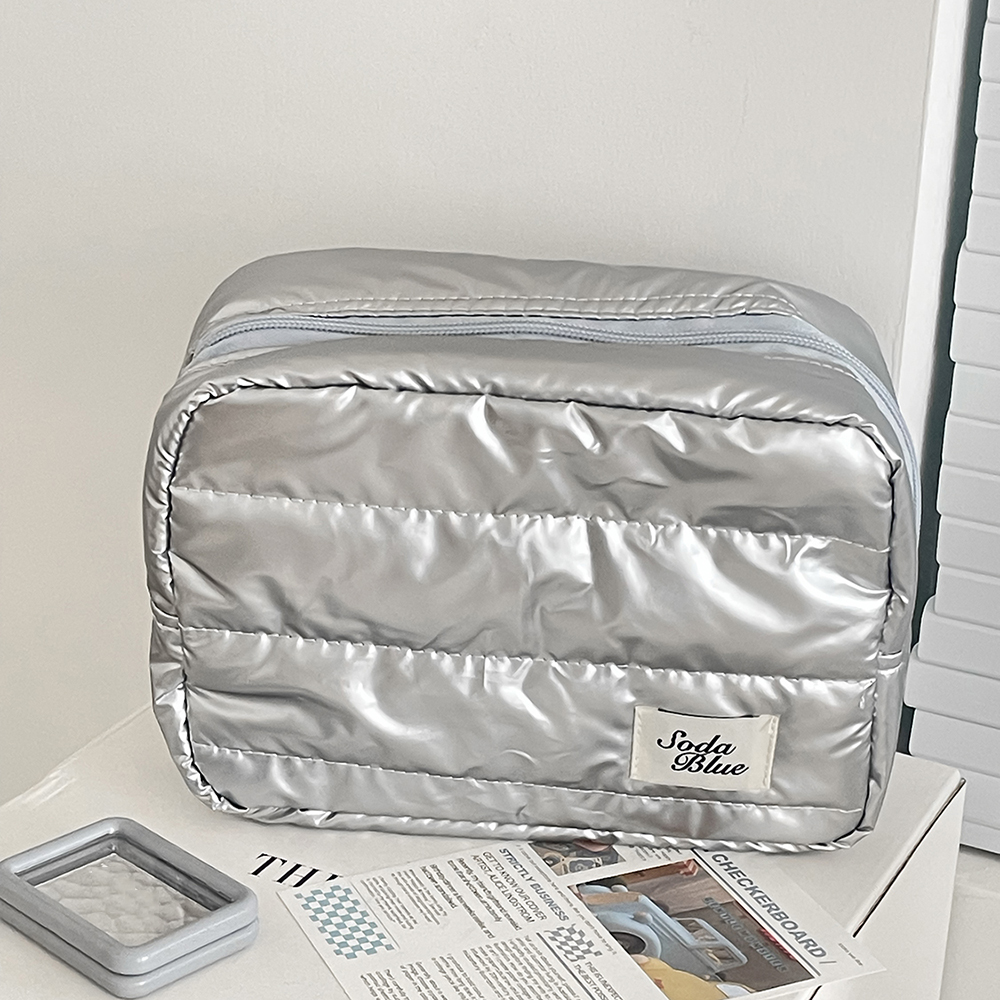 Luxe grote capaciteit waterdichte make-up handtas reizen dames cosmetische toilettas opbergtas elegante dames vierkante rits tas: Beige