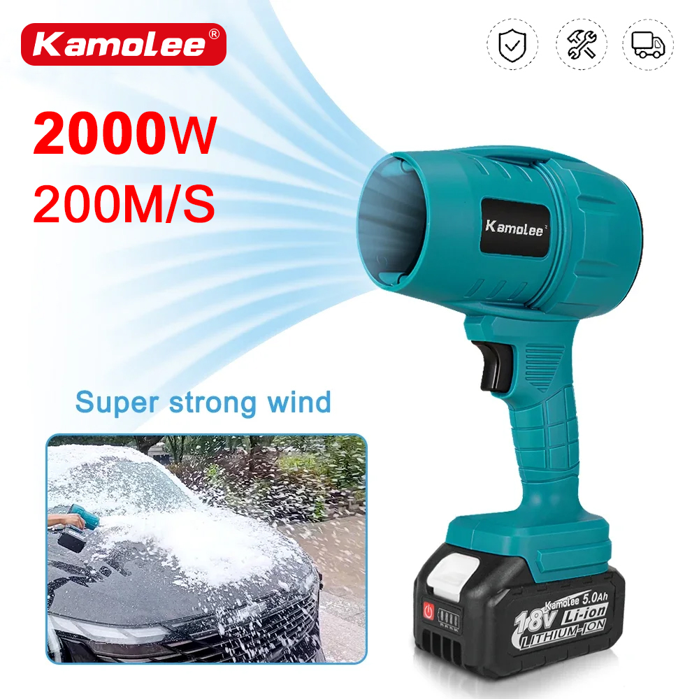 Kamolee 200 m/s Turbo-Jet-Lüfter, 2000 W, kabelloses elektrisches Luftgebläse, heftiges Hand-Elektrowerkzeug für 18-V-Akku von Makita