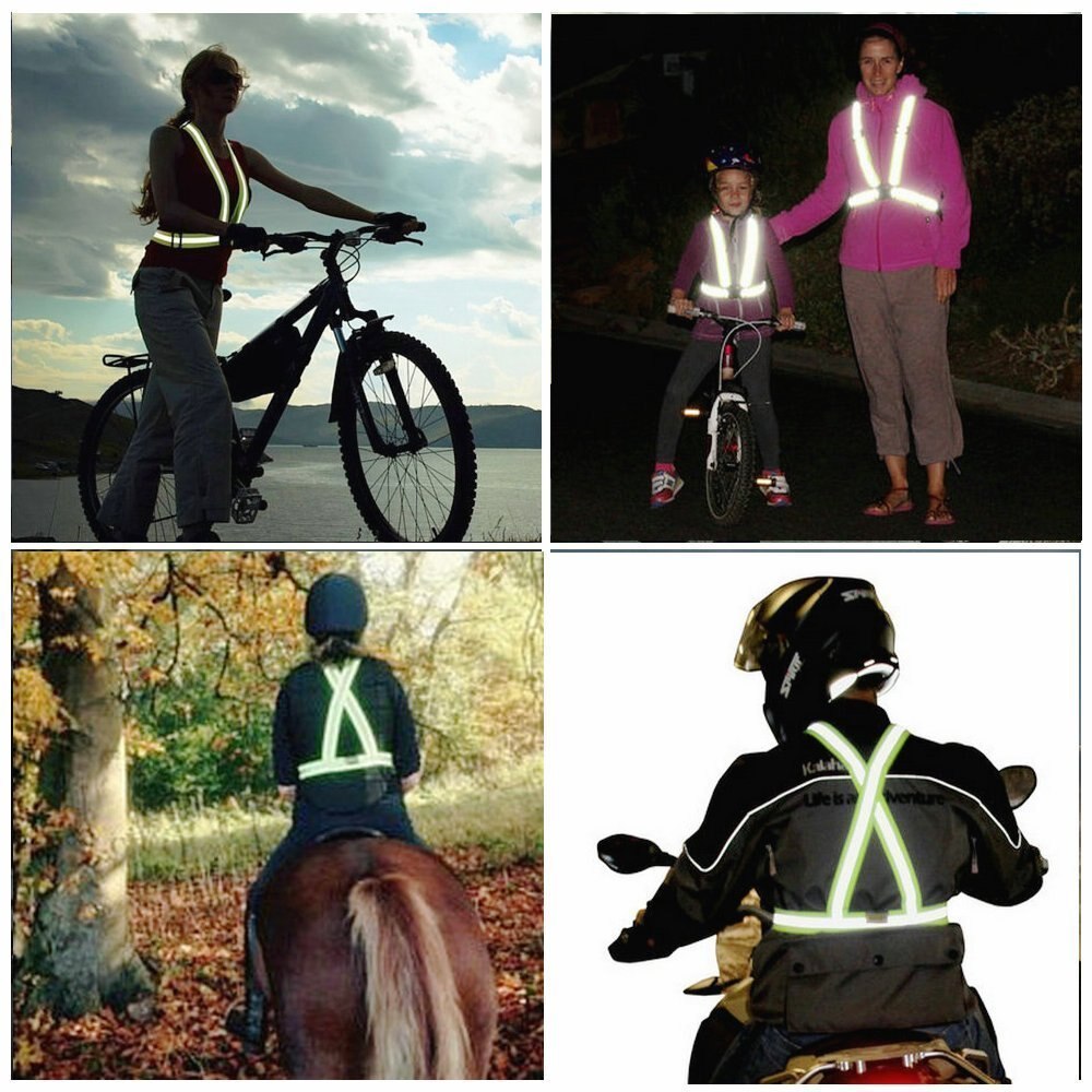 Chaleco reflectante para motocicleta, cinturón de seguridad reflectante de alta visibilidad, tira elástica reflectante, azul, rojo, naranja fluorescente
