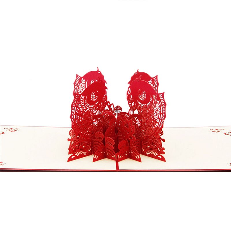 3D Pop Up Greeting Card Chinese Year Fish Surplus Year After Year Christmas