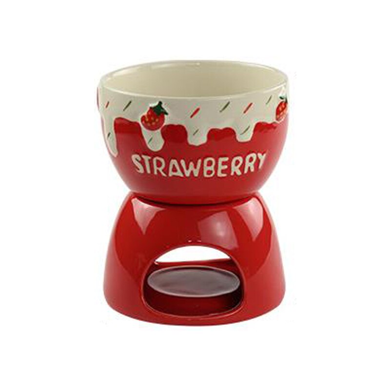Coffee Ice Cream Pot Cute Chocolate Fondue Set Cheese Pot Ceramic Fruit Ice Cream Cup Bowl Furnace Party Cooking Ware: Red