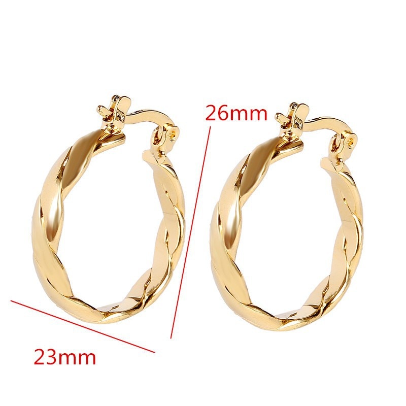 18 k Thai Baht YELLOW FINE GOLD G/F EARRINGS Hoop E India Jewelry Brincos Top Wave