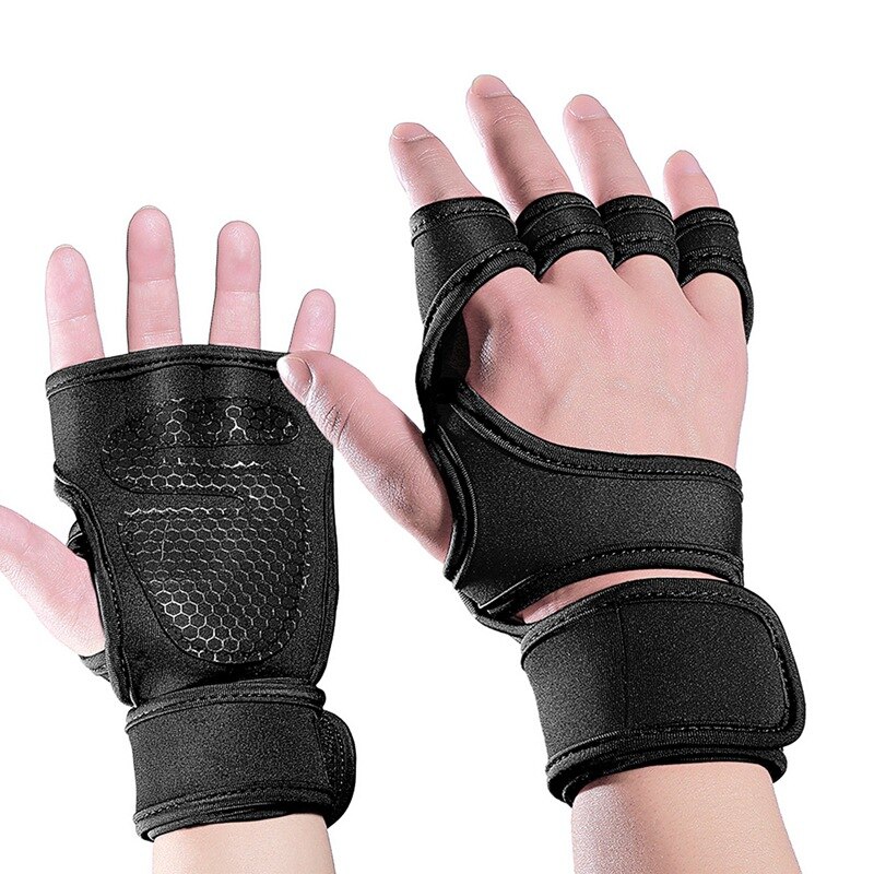 Cross Training Fitness Gloves Weightlifting Half Finger Gloves Sports Fitness Body Building Gym Gloves Grips Hand Palm Protector: Black / M
