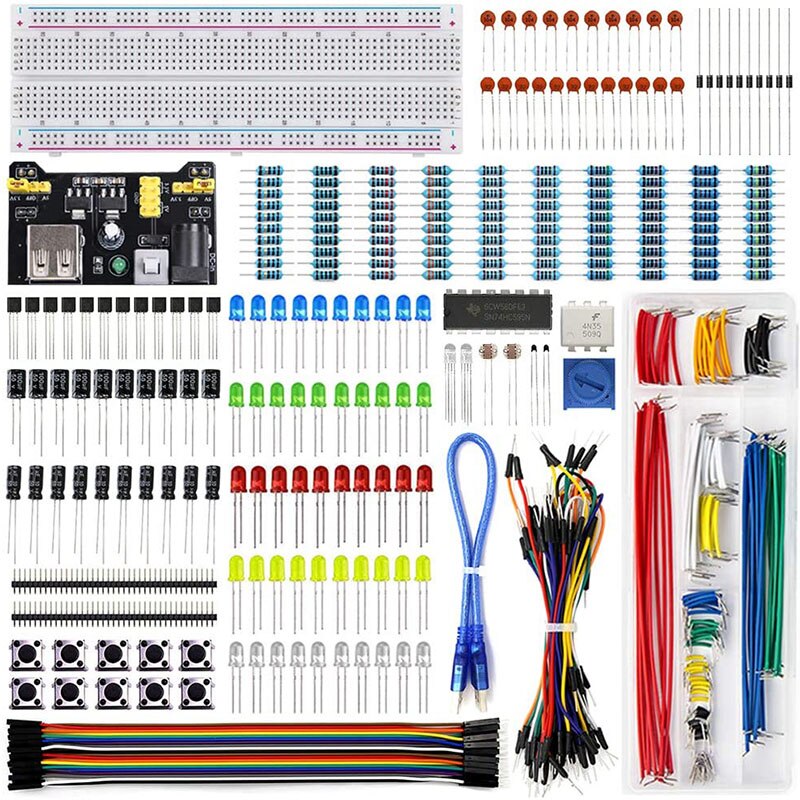 Elektronische Komponente Spaß Kit, mit Power Modul, Jumper Draht, 830 Junction Breadboard, Präzision Potentiometer, Widerstand