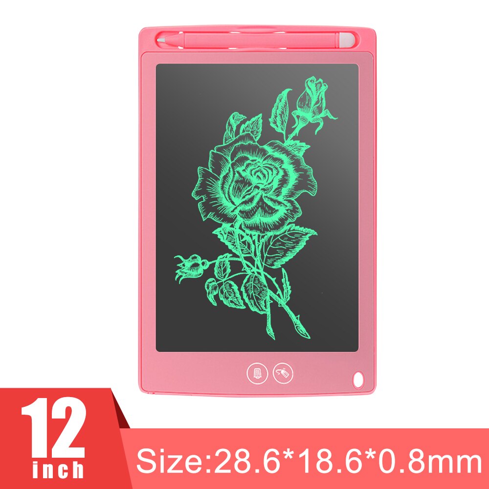 8.5/10/12 inch LCD Writing Tablet Partially Erasing Drawing Board Electronic Thick Pen Highlight Pads DIgital Tablets: 12 inch pink