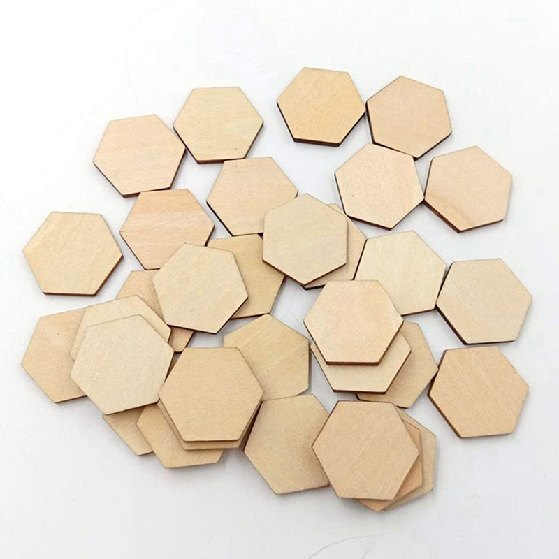 100 Houten Stukken Hexagon Hout Vorm Beukenhout Voor Diy Arts Craft Project Klaar Om Verf Of Versieren (25mm)
