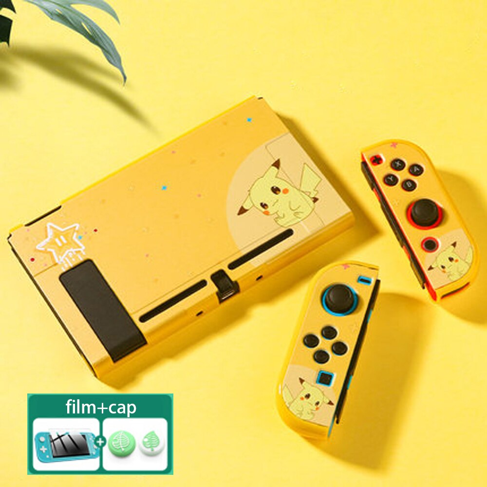 3 IN 1 Per Nintendo Interruttore NS Joy-Con Controller di Caso sveglio della copertura del PC di Protezione Della Copertura Della Cassa Borsette Set interruttore Accessori Per Console: Pikachu Star