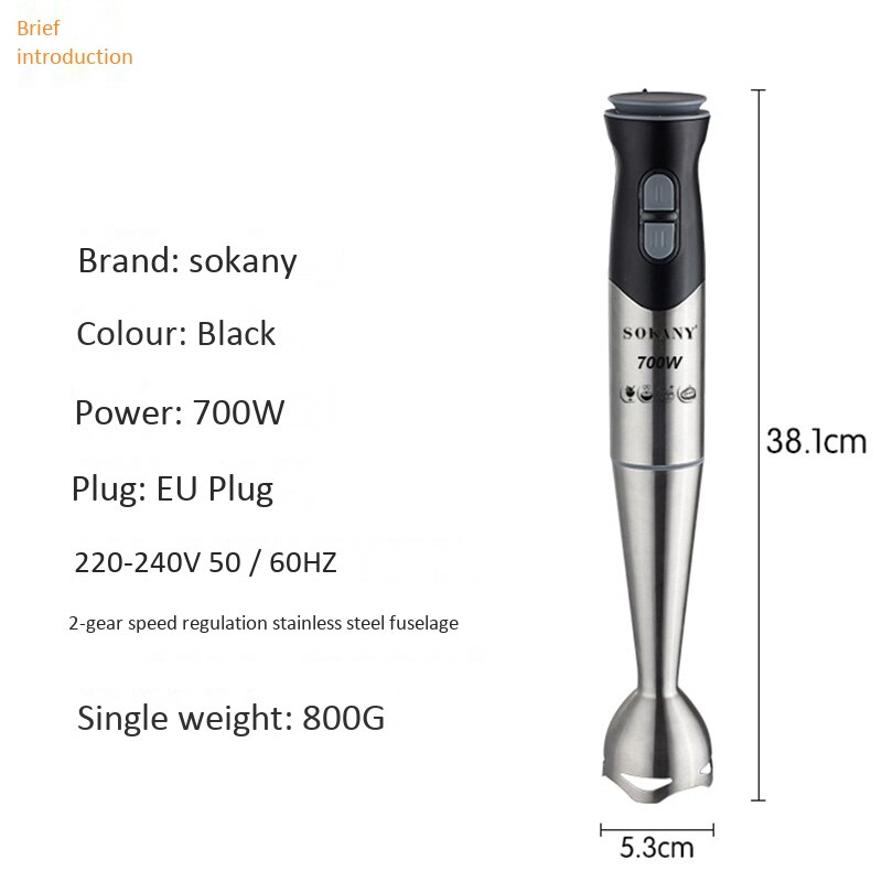 Sokany bärbar 2- stegs rostfritt stål elektrisk mixer frukt grönsak nöt juice smoothie barnmat mixer kök hand mixer