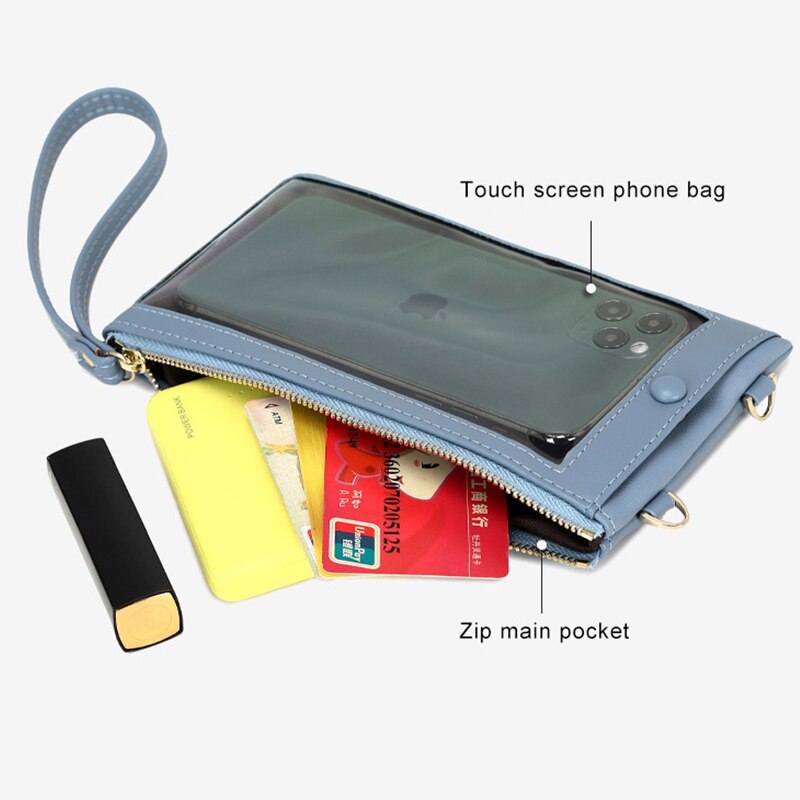 Touchscreen Mobiele Telefoon Vrouwelijke Tas Grote Capaciteit Pure Kleur Messenger Vrouwen Portemonnee Multifunctionele Enkele Schouder Portemonnee