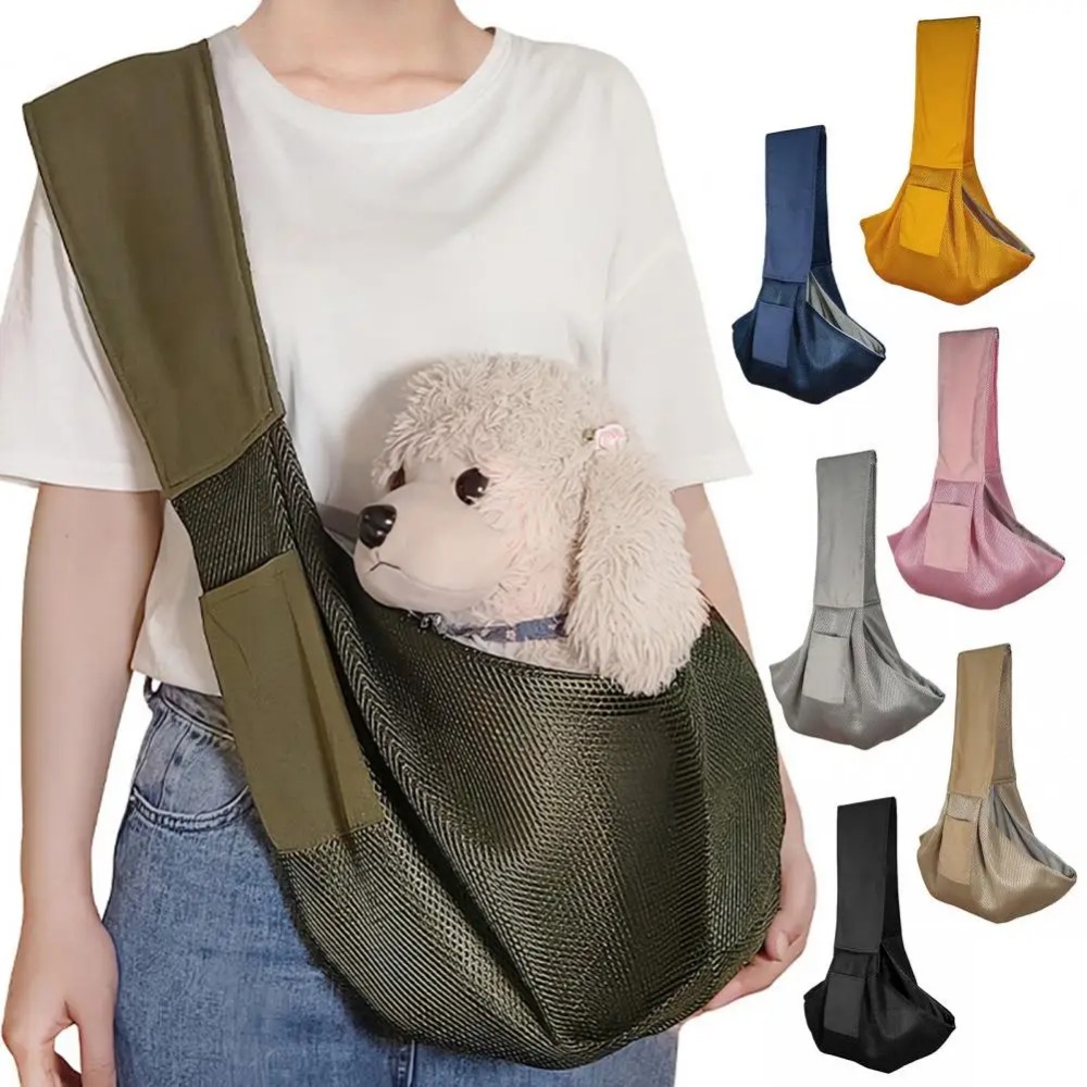 Hondendraagdoek Ergonomische handvrije draagdoek voor kleine honden en katten Ademend gaas met opbergvak Premium huisdierdraagtas