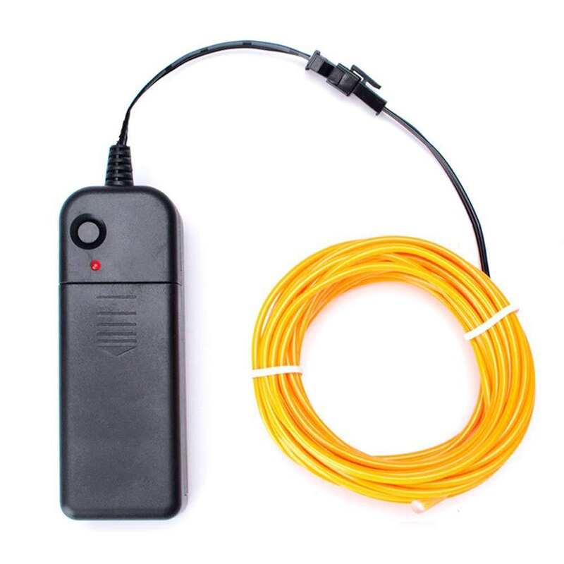 Cable de alambre luminoso para decoración, luces LED de neón para Navidad, de baile, Disfraces, bricolaje, ropa, coche, Rave, 3m/5m: YELLOW / 3M