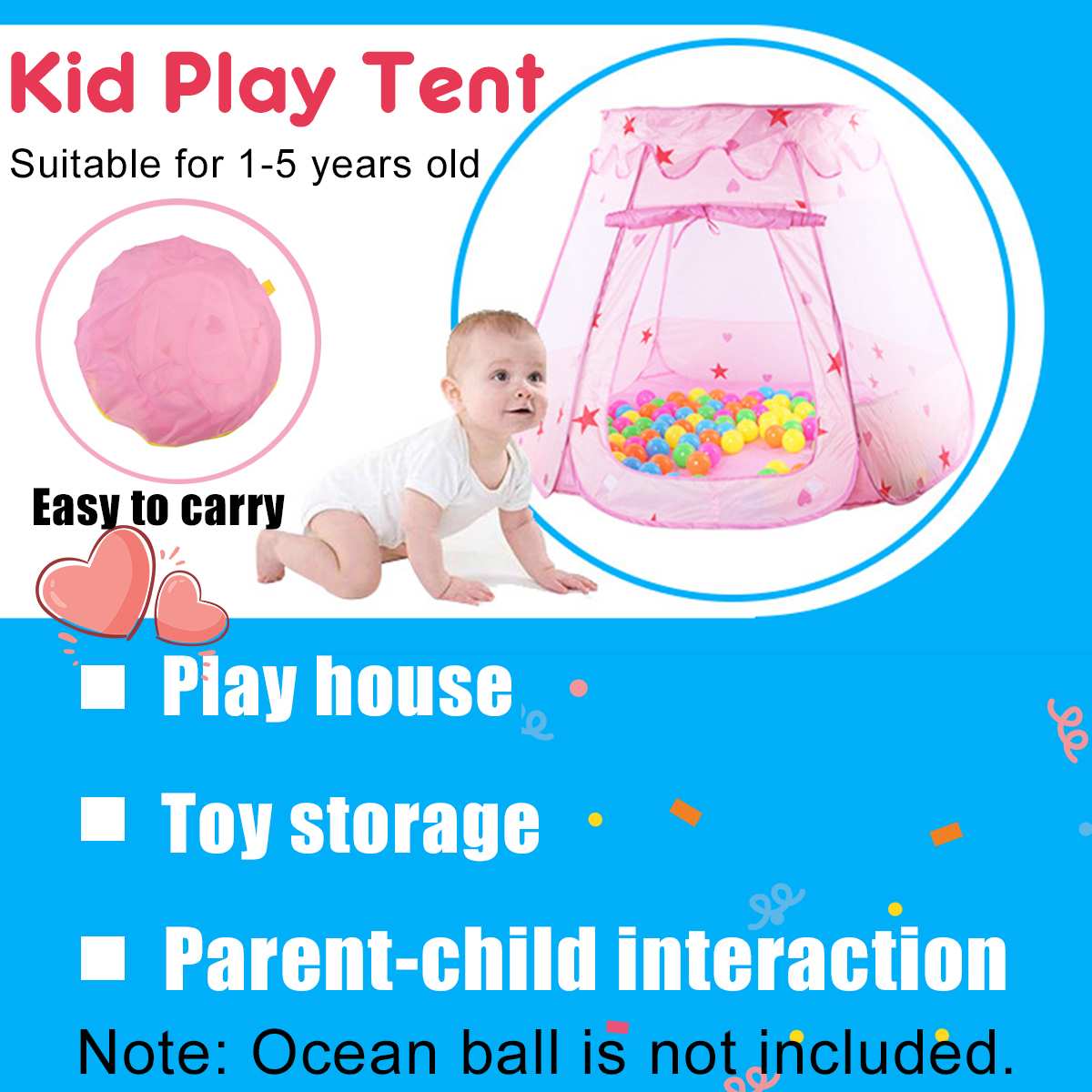 Kids Tent Pink Blue Kids Play House Children Tente Enfant Portable Baby Plays House Children Tent Kids Flowers Little House