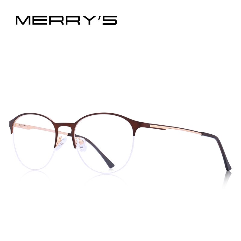 MERRYS-gafas con montura Ovalada para hombre y mujer, lentes de Unisex, con prescripción para miopía, Media óptica, S2042: C05 Brown Gold