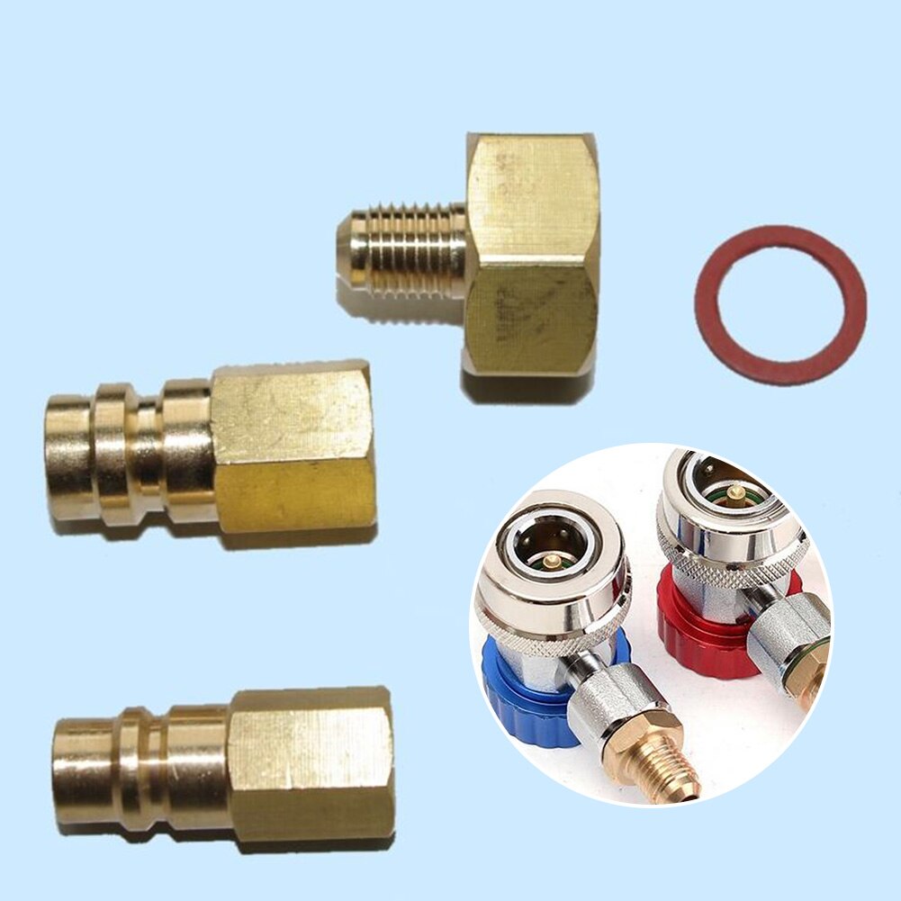 auto bil luft kondisjonering kjølemedium adapter sett til  r134a 1/4 "sae tråd  w21.8 til 1/4 '' sae rask kobling kontakt