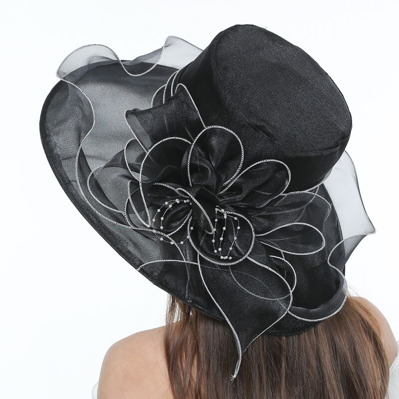 Lady Derby Jurk Kerk Cloche Hoed Boog Emmer Bruiloft Bolhoeden Derby Hoed voor Vrouwen Brede Rand Fedora Formele Kentucky: Black