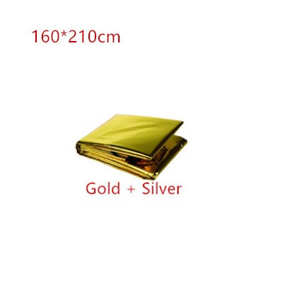 First Aid Rescue Blanket 160*210cm Outdoor Waterproof Emergency Blanket Lifesaving Thermal Insulation Gold Silver Double Color: Gold 160X210