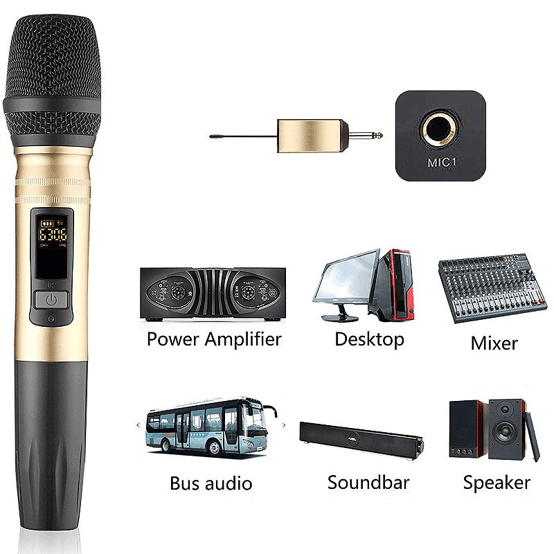 Ux2 Uhf Wireless Microphone System Handheld Led Mic Uhf Speaker With Portable Usb Receiver For Ktv Dj Speech Amplifier Recording