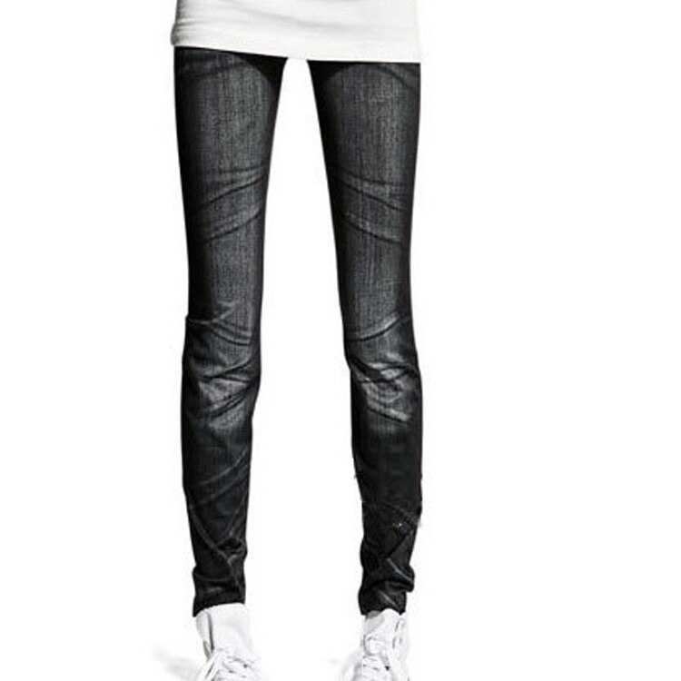 Laihat tytöt pakarat hoikka ohuet pienet jalat housut stretch lumihiutale jäljitelmä denim polyesteri e spandex naisten leggingsit: Xyv 123c