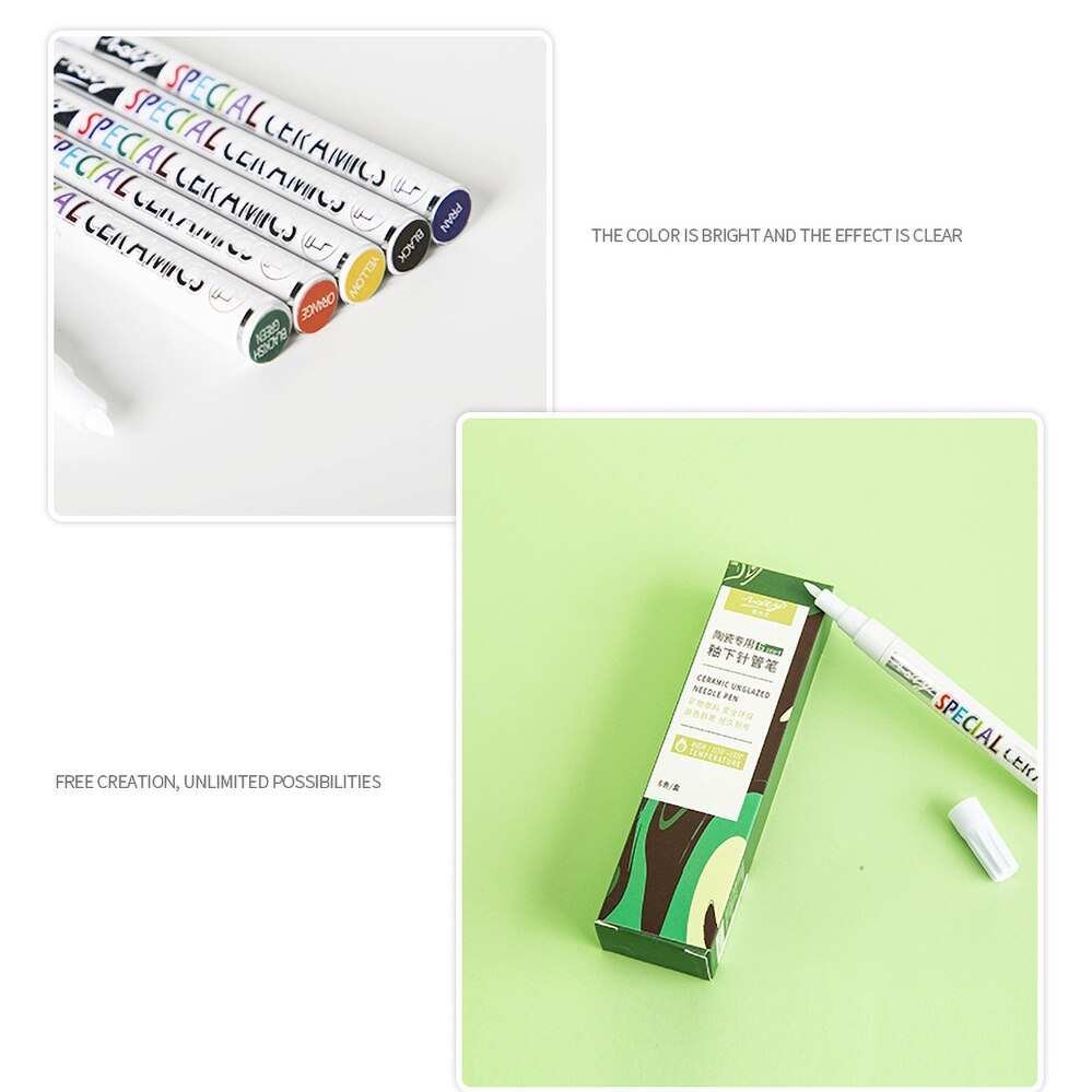 Pottery Tools Pottery Art Underglaze Marker Pen Pigment Ceramic Underglaze DIY Special Needel Pen Painting Craft 6-Color