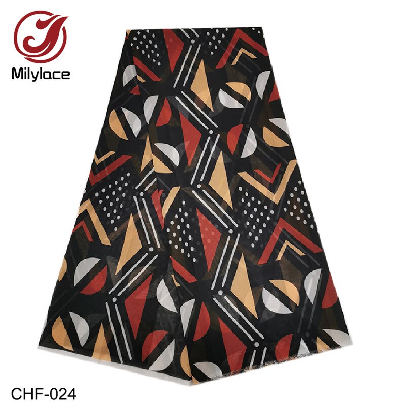 Afrikaanse Chiffon stof Digitale wax patroon Chiffon stof 5 yards per lot voor zomer jurken CHF-020-024: CHF-024