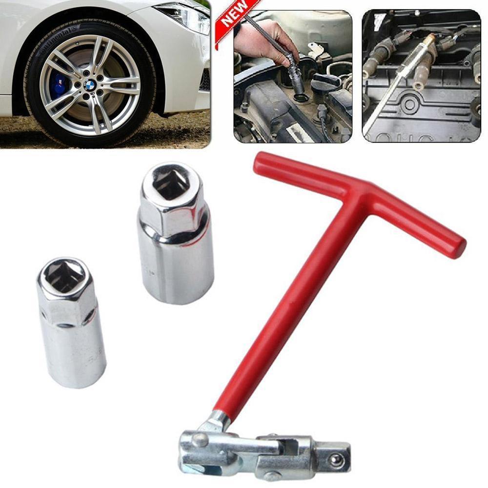 Car Universal T-Handle Dual Use Spark Plug Wrench Kit Plug Tool Installer Socket Joint Remover Wrench Spark D5K8