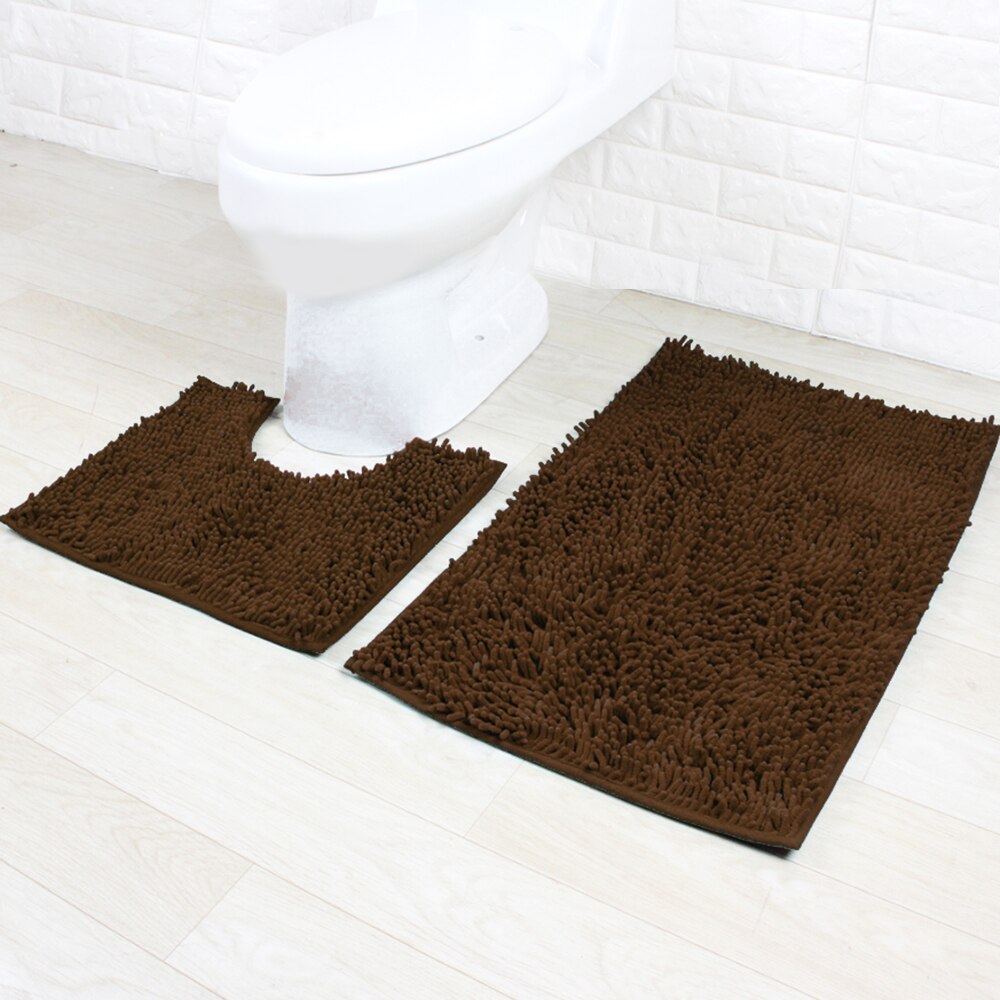 2 stuks - slip badmat badkamer tapijt tapijt set flanellen keuken badmat tapijt badkamer toilet mat wasbaar toilet tapijt: Koffie