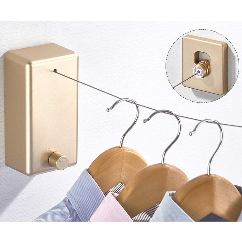 Home 4.2M Steel Wire Invisible Wall Hanger Indoor Retractable Solid Clothesline Retractable Clothesline Clothes Dryer