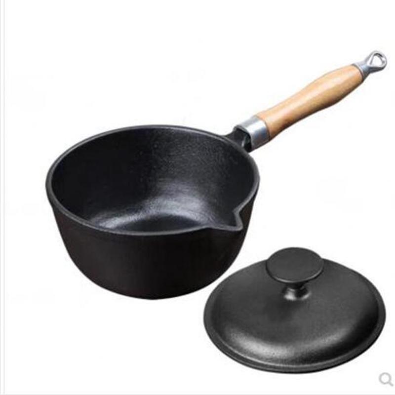 Støbejern mælkekande baby babymad supplement gryde lille jern gryde non-stick fortykkelse flad bund nudelsuppe gryde mælk pot sundhed