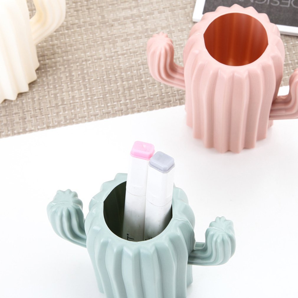 Multifunction Desk Cup Organizer Cactus Shaped Magnetic Pen Holder Pencil Pot Home Office Desk Stationery Storage Box