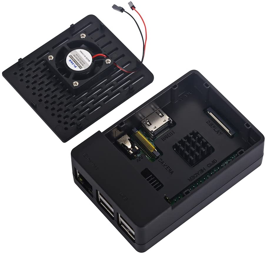 Raspberry Pi 3 B Fan ABS Case with Heatsink Cooling Fan Simple Removable Top Cover for Pi 3 B , Pi 3 Model B, Pi 2 Model B